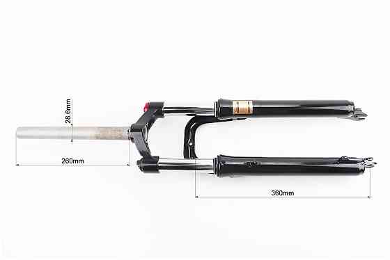 Вилка 26 "амортизаційна, без різьби 1-1/8" (28,6мм), шток 260мм, з ходом 75мм, Disk-brake, M Lockout, чорна LJ-644 Київ