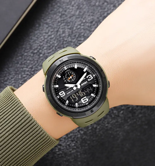 Чоловічий спортивний годинник Skmei 1655 (Зелений з чорним табло) Київ - фото 4