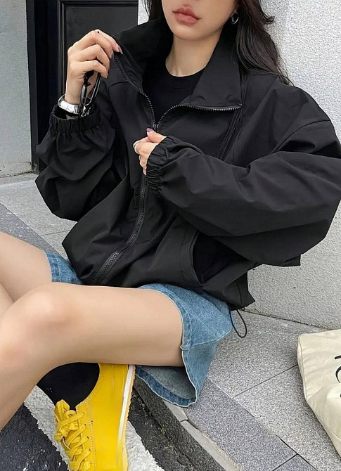 Женская повседневная оверсайз ветровка без капюшона плащевка Одесса - изображение 6