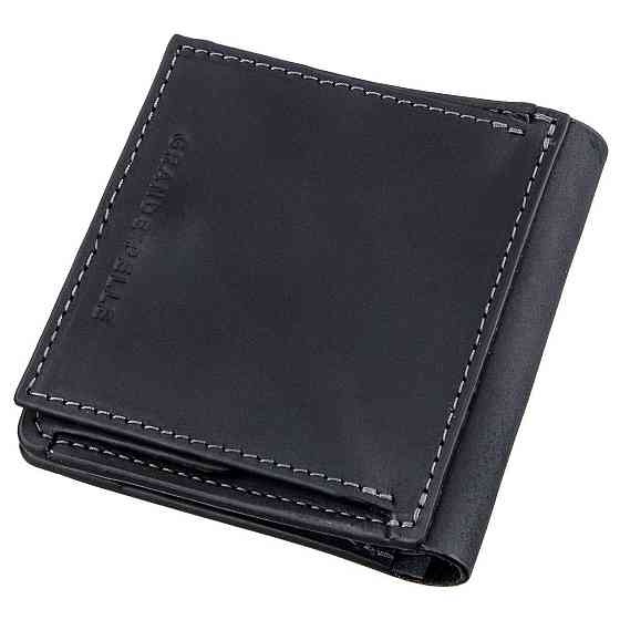 Оригінальна портмоне унісекс з накладної монетницьою GRANDE PELLE 11222 Чорне Київ