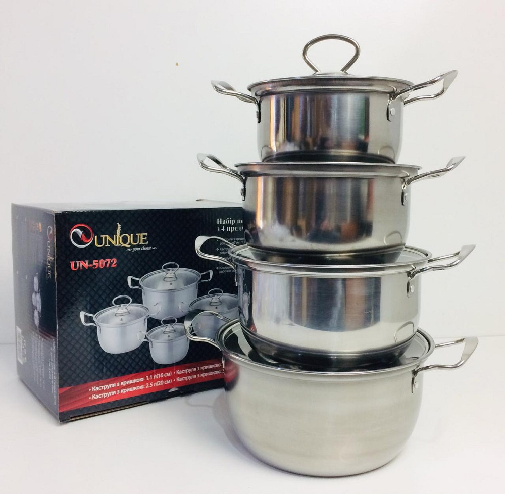 Набор кастрюль UNIQUE UN-5072 8пр (16,18,20,22 см) (12 шт/ящ) Одесса - изображение 1