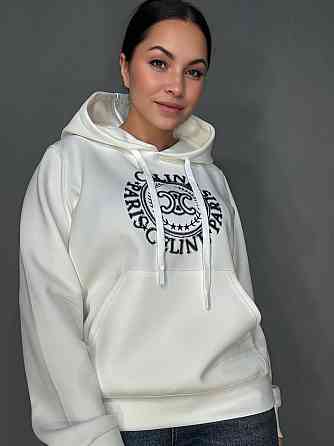 Худи женское A-N 30077 с капюшоном и ажурной вышивкой молочное, молочний, L Киев