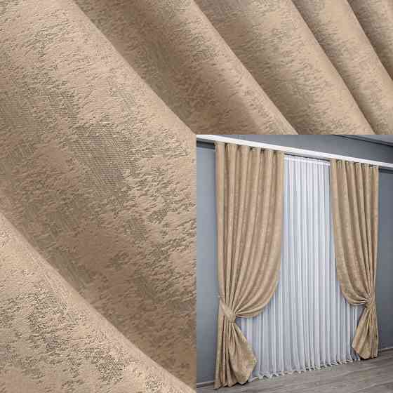 Комплект готових штор VR-Textil Жакард Sultan YL № 1699ш Темно-бежевий 100х270 см 2 шт (31-744) Київ