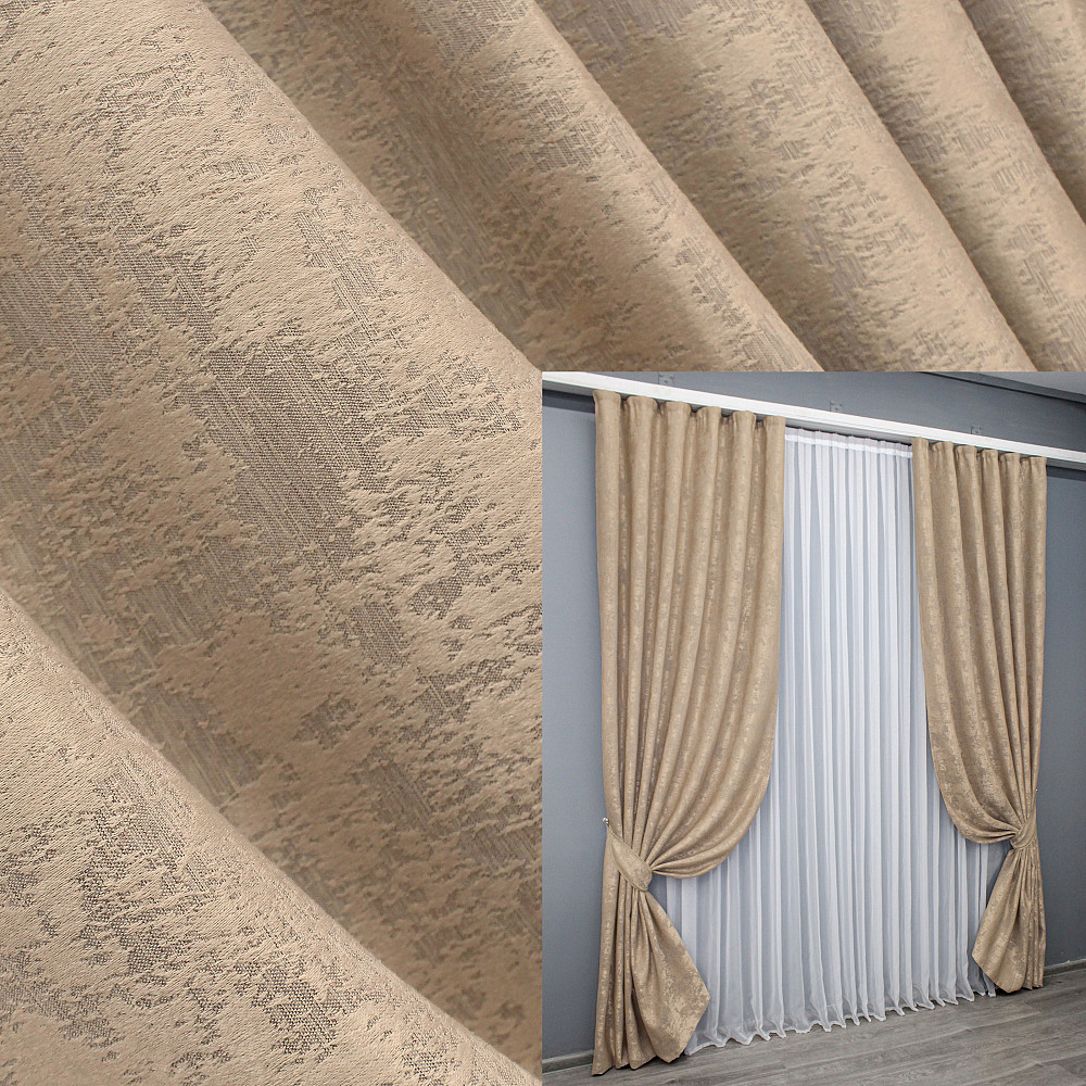 Комплект готових штор VR-Textil Жакард Sultan YL № 1699ш Темно-бежевий 100х270 см 2 шт (31-744) Київ - фото 1