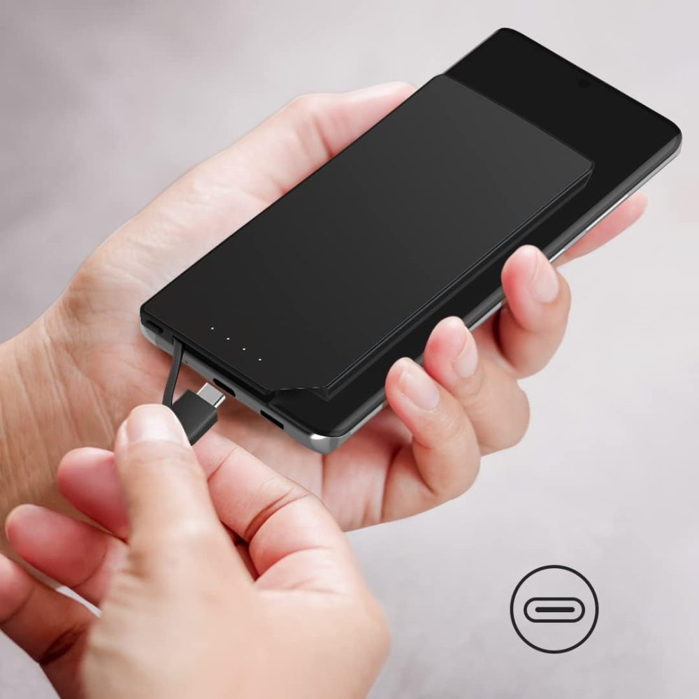 Повербанк 5000 миллиампер-часов со встроенным Lightning кабелем для iPhone, тонкий Power Bank, LED индикатор, 115 граммов Киев - изображение 8
