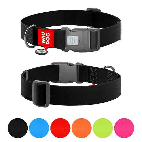 Ошейник для собак водостойкий WAUDOG Waterproof з QR паспортом, пластиковий фастекс, XXL, Ш 40 мм, Дов 46-70 см, чорний Київ
