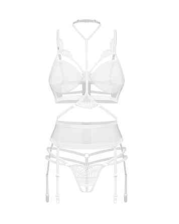 Комплект Obsessive Premisis White 3-pcs crotchless set L/XL Sex Aura Киев