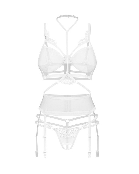 Комплект Obsessive Premisis White 3-pcs crotchless set L/XL Sex Aura Киев - изображение 2
