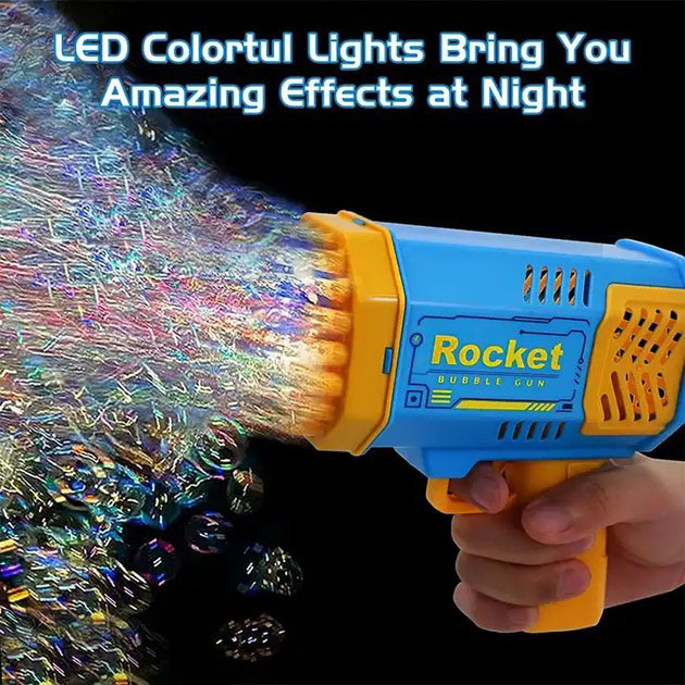 Дитячий пістолет мильні бульки Rocket Bubble Gun 15,8 см автоматичний. Колір: жовтий AE-38 Львів - фото 2