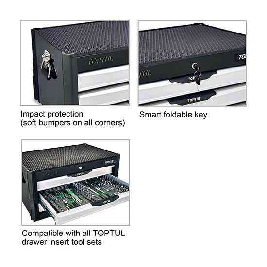 Ящик для інструменту 3 секції BUMPER SERIES (чорний) TOPTUL TBAP0307 Чернігів
