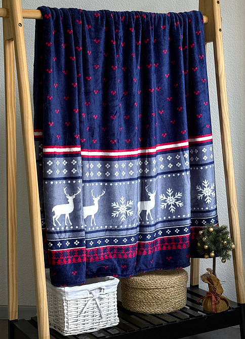 Ecotton Плед Ecotton 150х220 см Well Soft новорічний з оленями синій FL-4885 (23221) Київ - фото 9