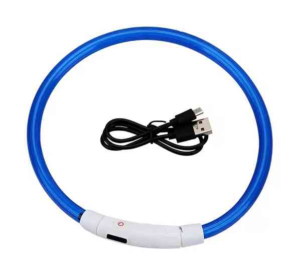 Светящийся ошейник для собак или котов с USB зарядкой имеет три режима свечения L 70 см синий Киев