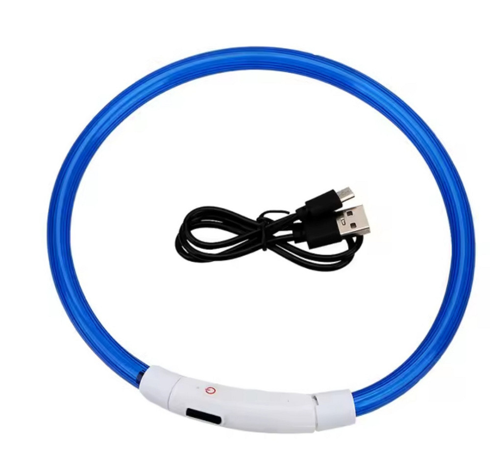 Светящийся ошейник для собак или котов с USB зарядкой имеет три режима свечения L 70 см синий Киев - изображение 1