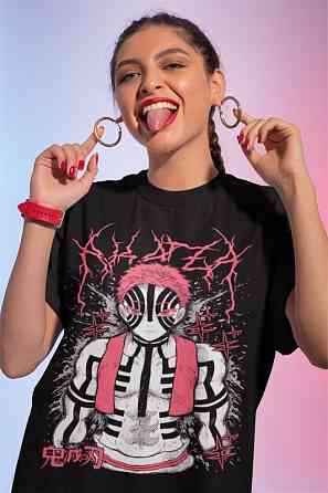 Футболка з аніме принтом Вбивця демонів оверсайз (S/M/L) Чорний AnimeJ0366 Дніпро