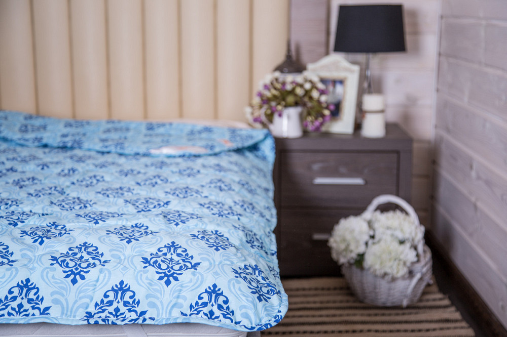 Ecotton Ковдра Ecotton двоспальна 172х205 см антиалергенна стьобана з бязі блакитне 40-0606 blu Київ - фото 3