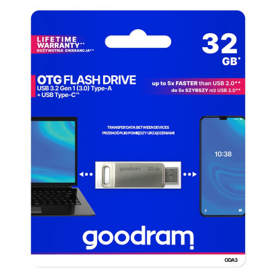USB флеш накопитель Goodram 32GB ODA3 Silver USB 3.0 / Type-C (ODA3-0320S0R11) Винница - изображение 5