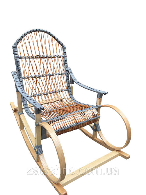 Крісло гойдалка плетена сіра з ротангом Київ - фото 7