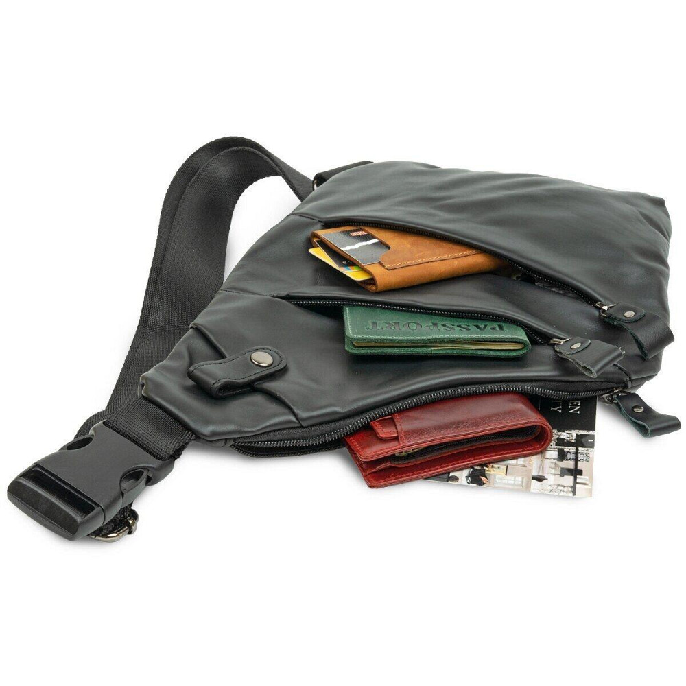 Практична сумка через плече шкіряна Чорна (Vintage) Київ - фото 6