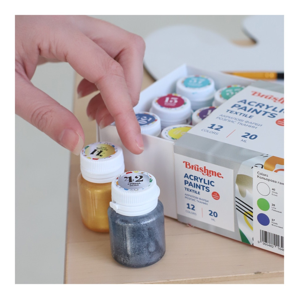 Акриловая текстильная краска Набор 4001 Brushme AP4001 6 цветов Винница - изображение 2