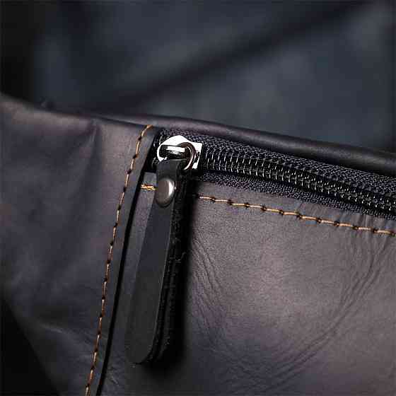 Стильна сумка-бананка для чоловіків із натуральної вінтажної шкіри Чорний (SHVIGEL) Київ