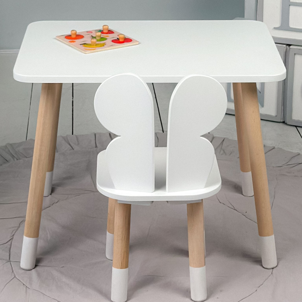 Прямокутний стіл та стільчик дитячий метелик білосніжний. Столик білий дитячий Київ - фото 7