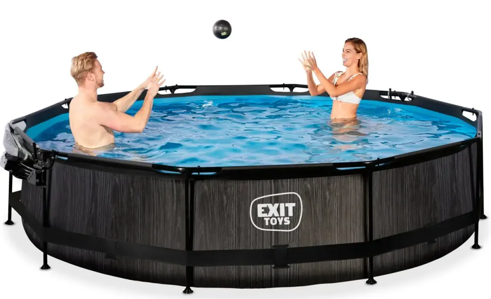 Бассейн EXIT круглый с куполом 360 х 76 см в цвете Black Wood Київ - фото 4
