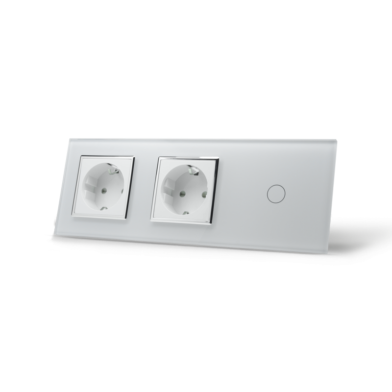 LIVOLO Сенсорний вимикач 1 сенсор 2 розетки Livolo білий хром скло (VL-C701/C7C2EU-11C) Коломия - фото 7
