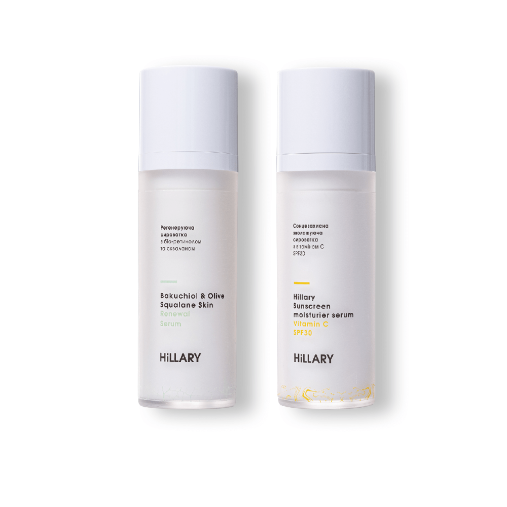 Регенеруюча сироватка з біо-ретинолом та скваланом + Сонцезахисна зволожуюча сироватка з вітаміном С SPF30 Київ - фото 1