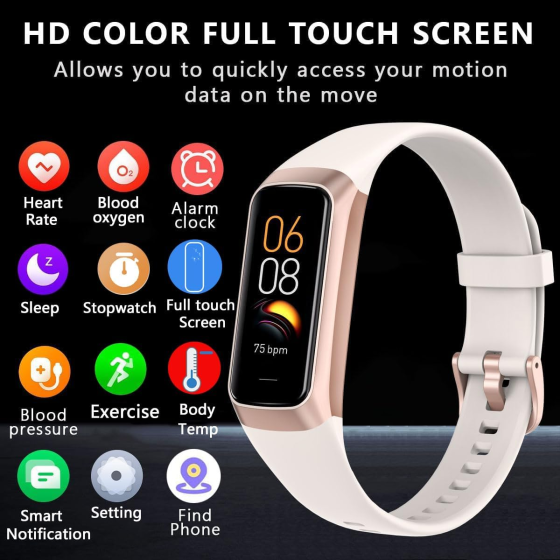 Фітнес-браслет TROTY 1,1″ AMOLED, пульсометр, вимірювання SpO₂, моніторинг сну, 25 спортивних режимів, IP-трекер для Android та iO Київ