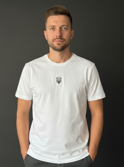 Вишита біла футболка з чорним Тризубом 4XL Київ - фото 1