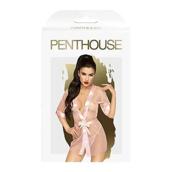 Комплект з прозорим пеньюаром та мініатюрними стрінгами Penthouse - Midnight Mirage Rose S/L Львов