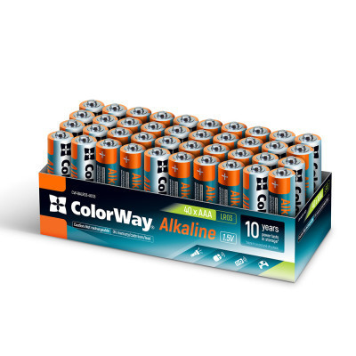 Батарейка ColorWay AAA LR6 Alkaline Power (щелочные) * 40 colour box (CW-BALR03-40CB) Винница - изображение 1