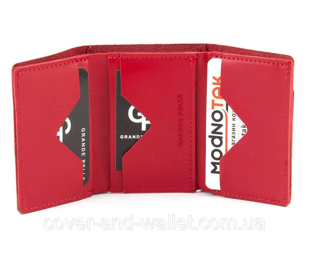 Женский красный кошелек из винтажной кожи маленького размера Grande Pelle Киев - изображение 7