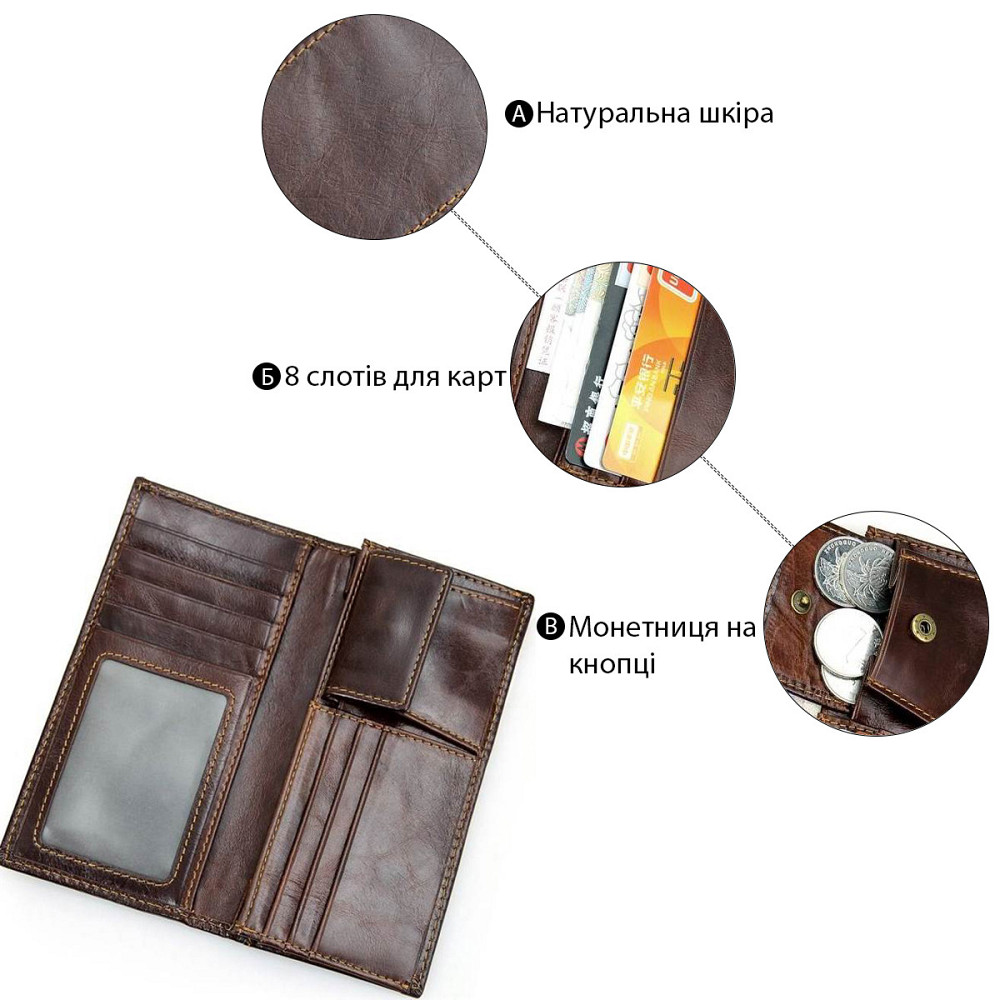 Гаманець з натуральної шкіри Коричневий (Vintage) Київ - фото 19