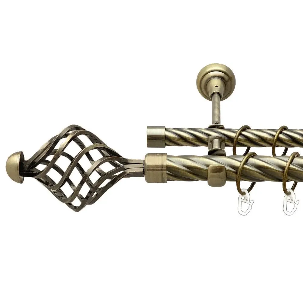 Карниз Orvit Арезо металевий дворядний відкритий скручена труба кільце металеве Антик 25\19 мм 160 см Львов - изображение 1