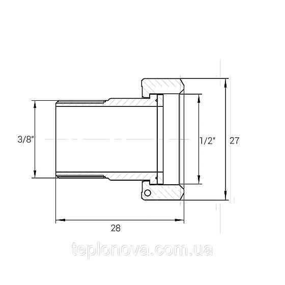 Штуцер для побутової техніки нікельований 1/2| ВР х 3/8| НР без гумової прокладки Б2705КА (нк) VA Чернівці
