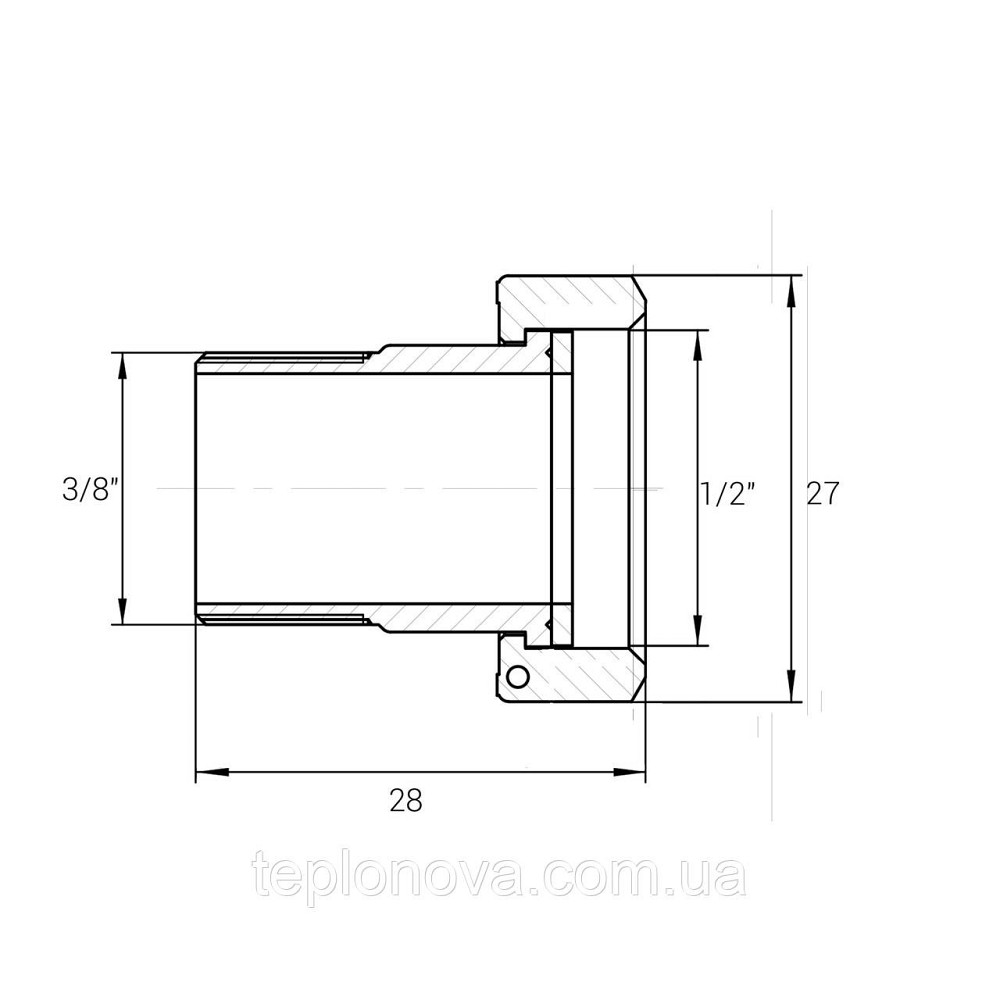 Штуцер для бытовой техники никелированный 1/2″ВР х 3/8″НР без резиновой прокладки Б2705КА(нк) VA Черновцы - изображение 2