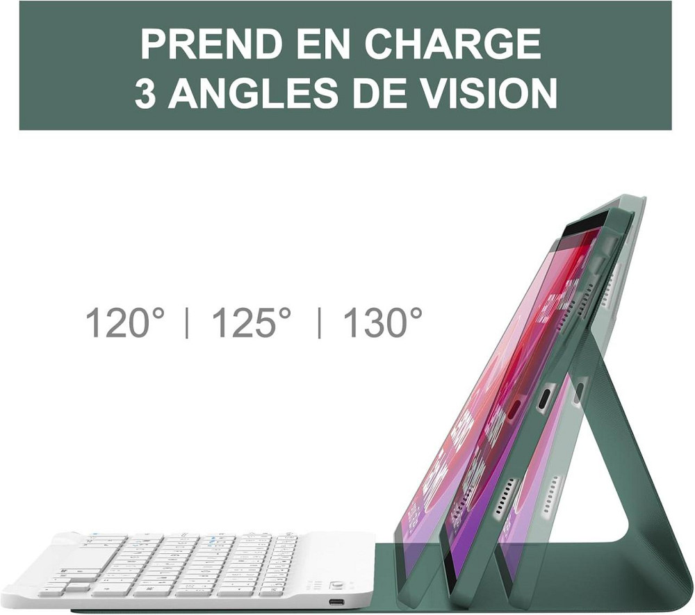 Чехол с Bluetooth клавиатурой для Lenovo Tab M11 11” 2024 TB330XU TB330FU беспроводная магнитная AZERTY зеленый Киев - изображение 5