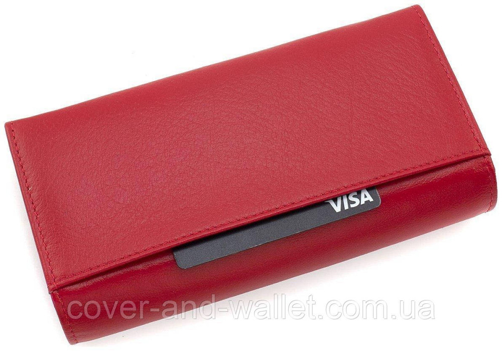 Удобный вместительный женский кожаный кошелек красного цвета ST 9-103 Киев - изображение 3