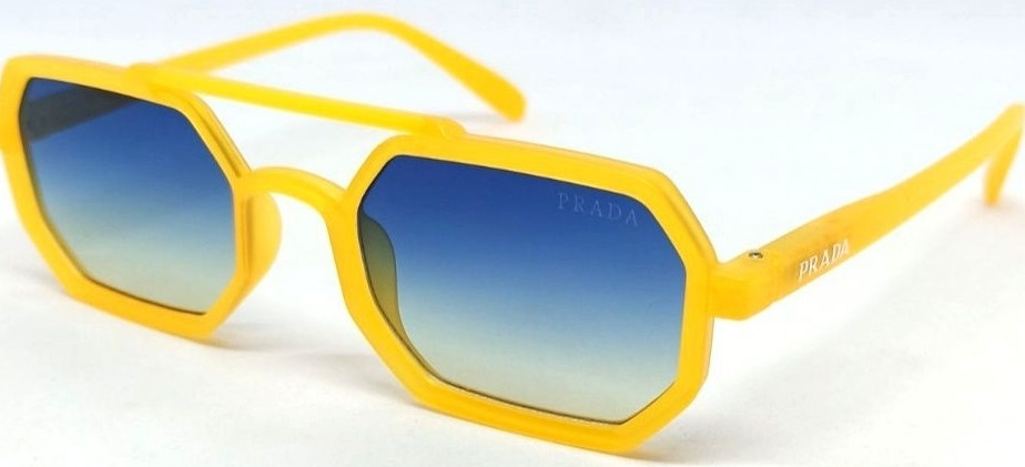 Брендовые очки унисекс синий градиент в жёлтой оправе узкие модные. Киев - изображение 8