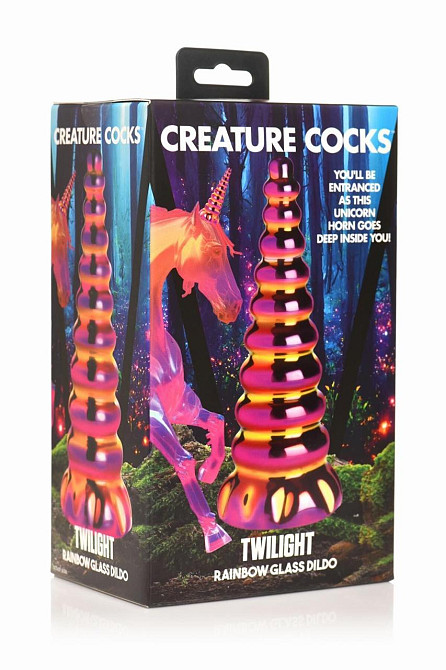 Фентезійний скляний фалоімітатор Creature Cocks Twilight Rainbow Glass Dildo, 16 см Sex Aura Київ - фото 4