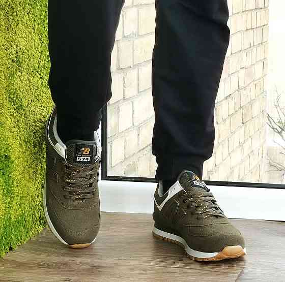 Термо Кросівки New Balance 574 Хакі Замшеві Чоловічі Зелені Єврозима (розміри: 43,44,45,46) — 63-4 Дніпро