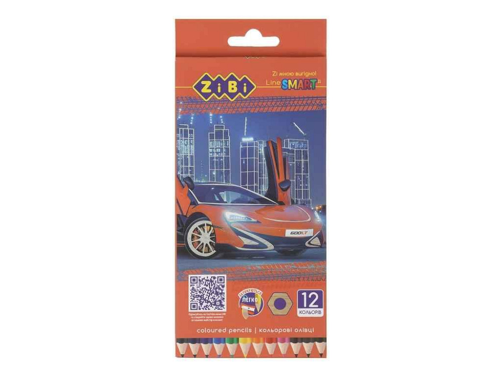 Олівці кольорові 12кол. , МАШИНКА, шестигранний, SMART Line ТМ ZiBi   Solmir Київ - фото 1