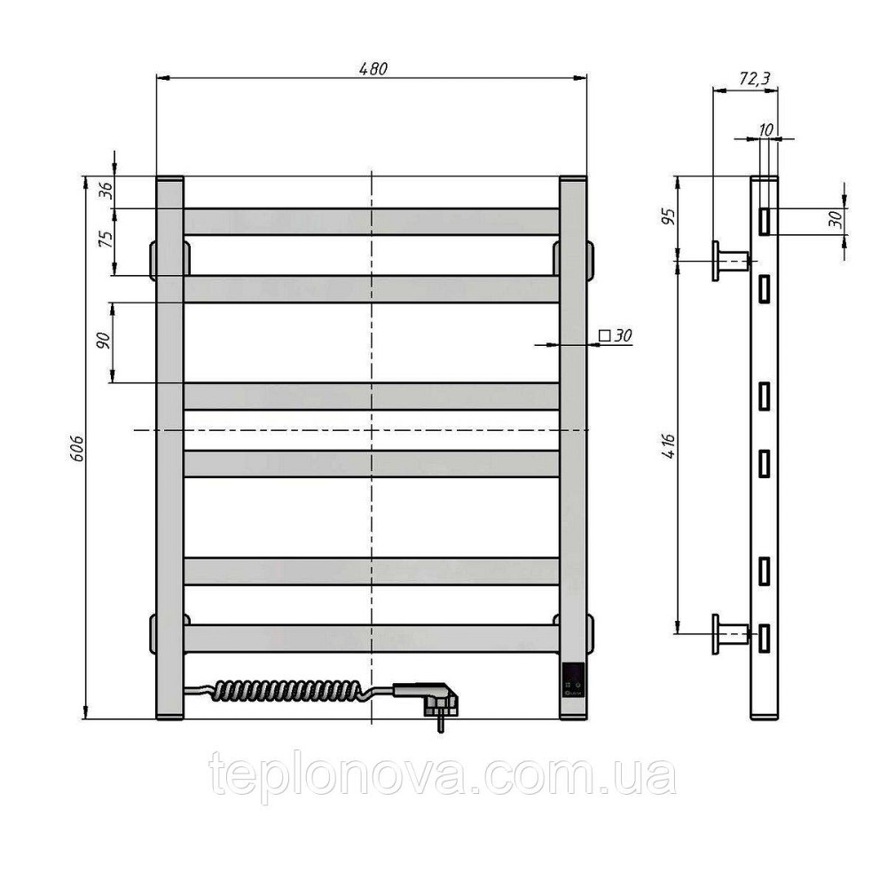 Полотенцесушитель Авангард 480х600 Sensor правый с таймером Черновцы - изображение 5
