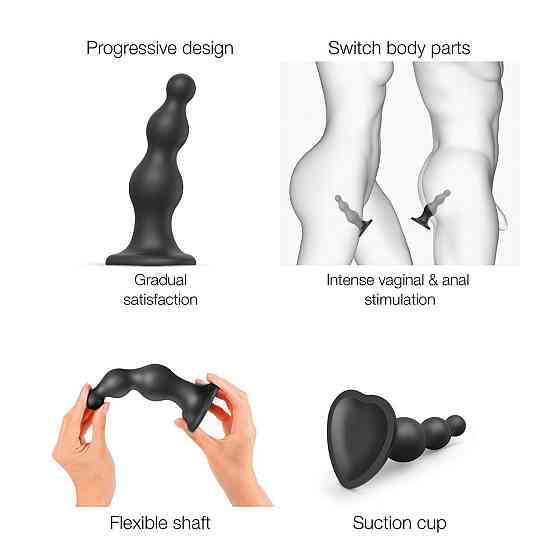 Насадка для страпона Strap-On-Me Dildo Plug Beads Black XXL Sex Aura Київ