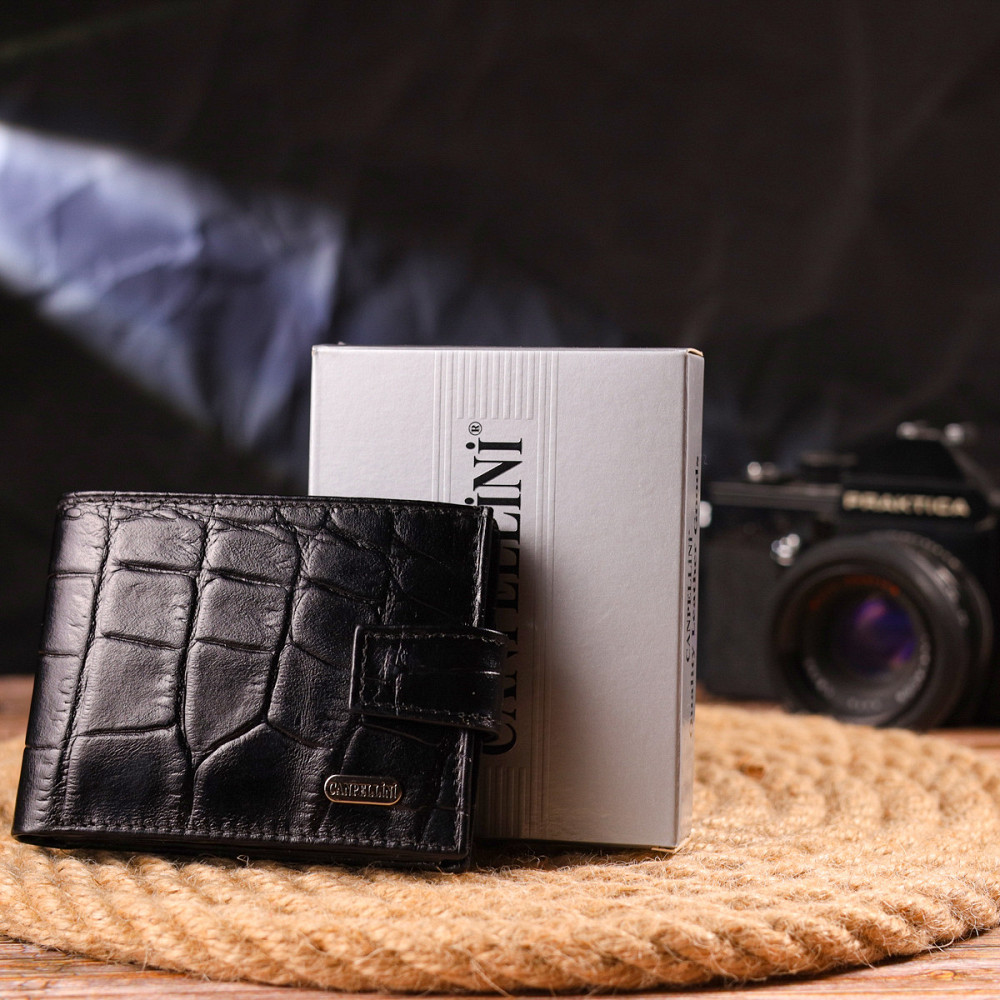 Гаманець чоловічий із натуральної фактурної шкіри CANPELLINI 21511 Чорний Київ - фото 8