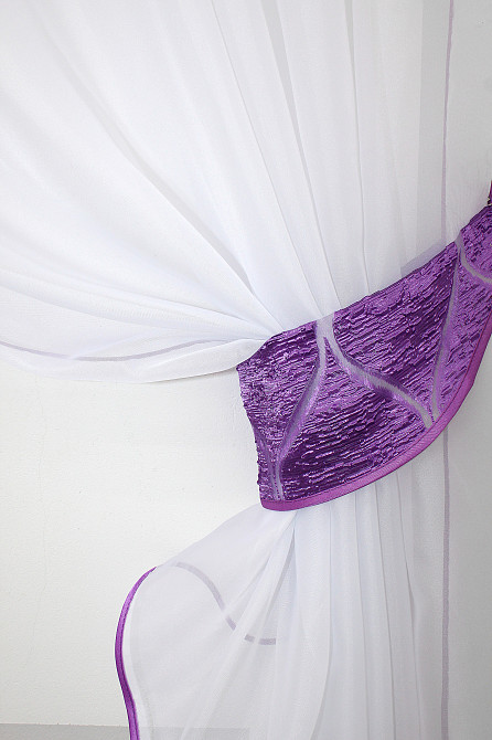 Кухонные шторы (280х170см) с ламбрекеном, на карниз 1-1,5м цвет фиолетовый с белым 00к 59-562 Киев - изображение 3