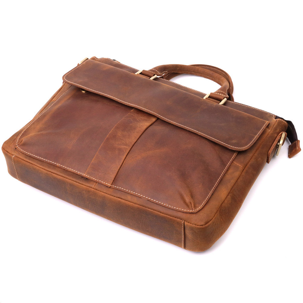 Чоловічий шкіряний портфель для документів ноутбука та роботи Vintage 22673 Коричневий Київ - фото 12