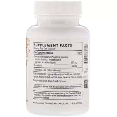 Антиоксидант Thorne Research Кверцетин с Бромелайном, Quercenase, 60 капсул (THR-33202) Винница - изображение 2