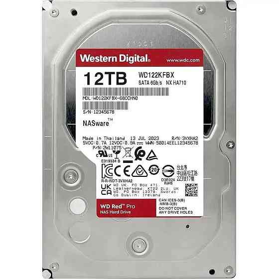 Накопичувач HDD SATA 12.0TB WD Red Pro NAS 7200 rpm 512 MB (WD122KFBX) ( 3.5" ) Харків